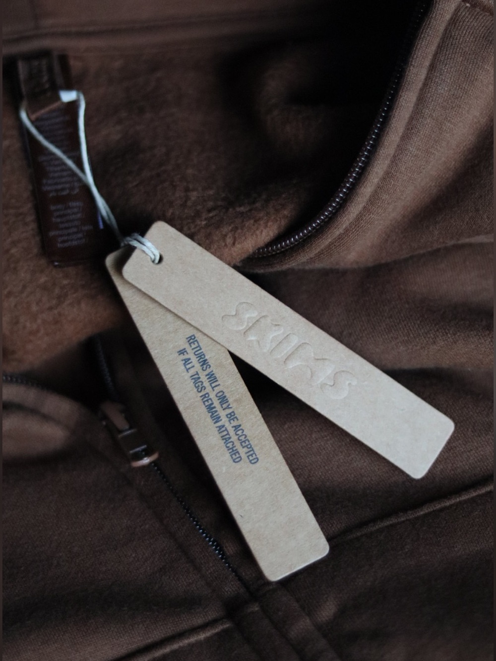 SKIMS Brown Full-Zip Utility Hoodie with Chest Logo - Picture 3 of 11